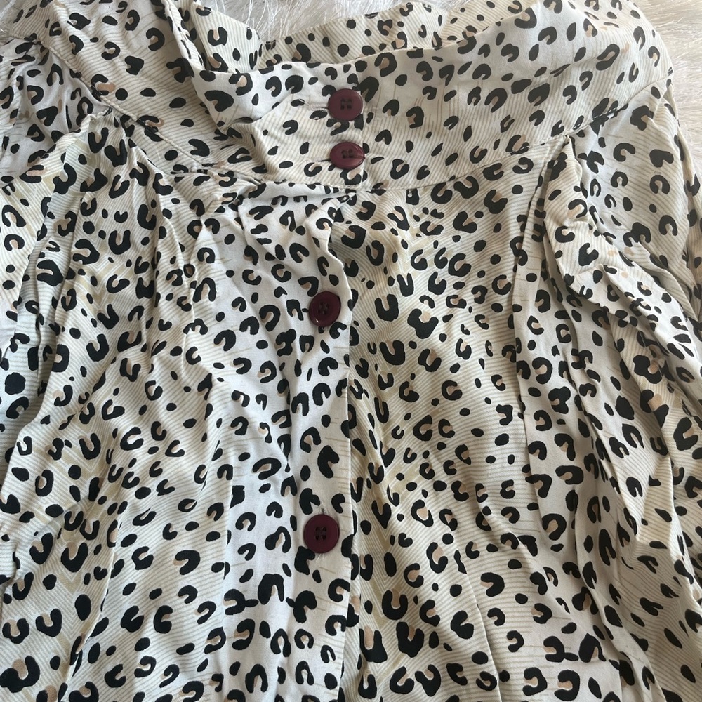 Leopard Print skirt with Red Buttons